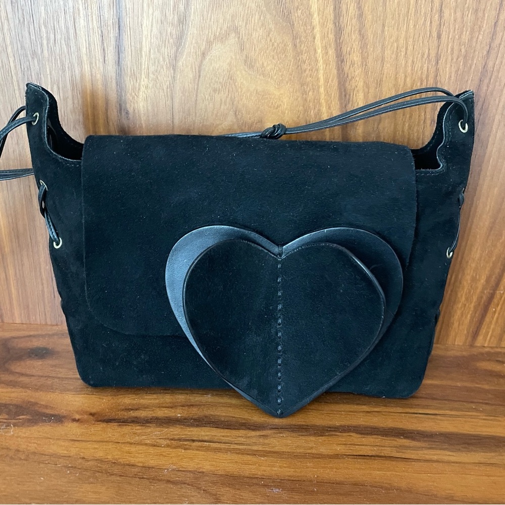 Vintage Heart Gucci Suede Leather crossbody bag